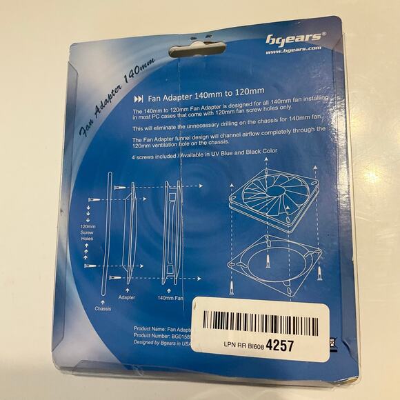 Bgears Fan Adapter 140mm to 120mm -Black - Picture 3 of 3